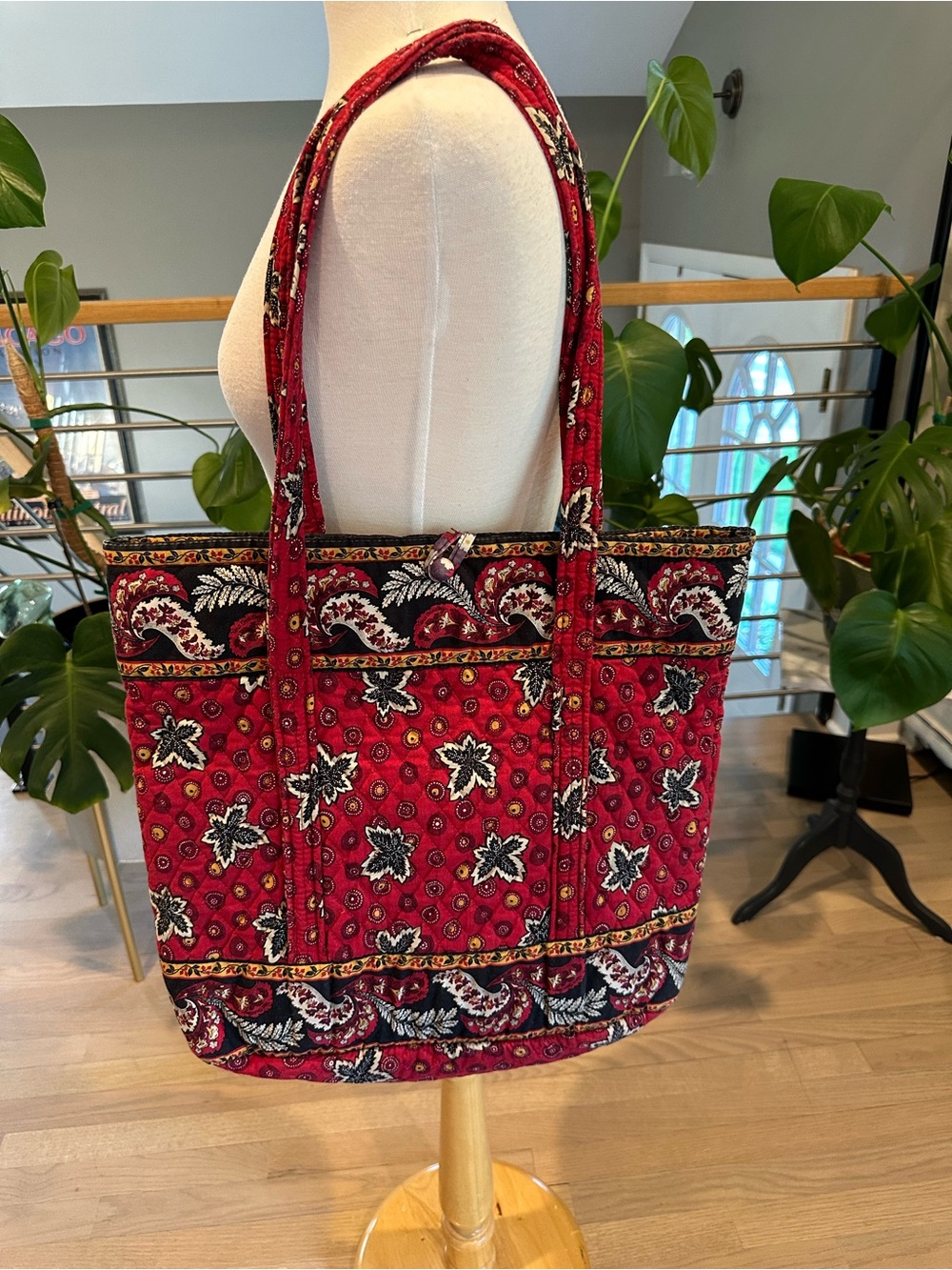 Vera Bradley Red Floral Quilted Tote